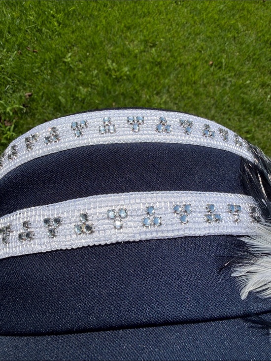 Elegant Black and Light Blue Women\'s Dress Hat with Feather Accent- Roma main image 4